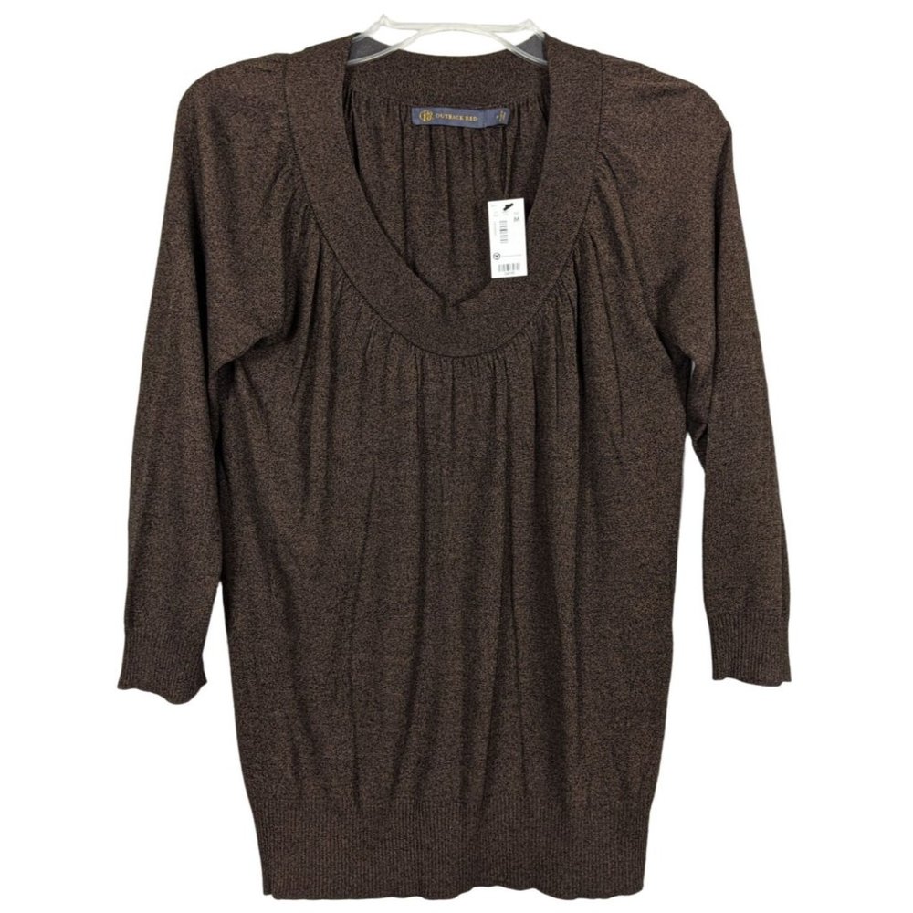Outback Red 3/4" sleeves brown‎ V neck brown light sweater sz M